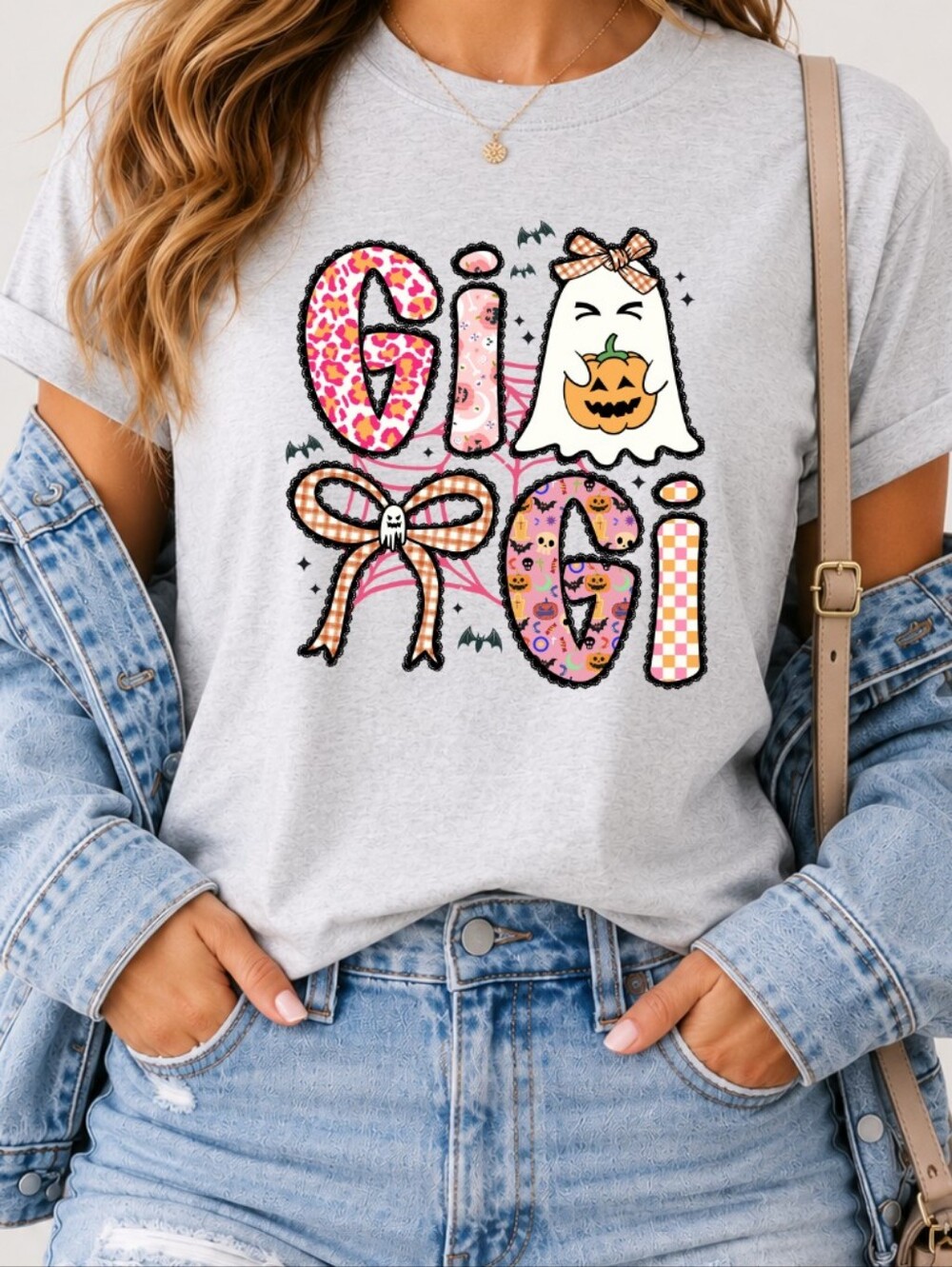Gigi Halloween Graphic Tee Cute Fall Shirt Women's Trendy Top - Picture 1 of 2